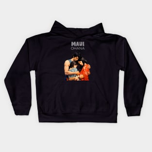 Maui Hawaii: Ohana (Family) on a dark (knocked out) background Kids Hoodie